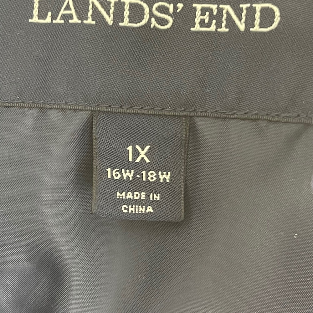 Lands End Floral Down Puffer Vest Navy Blue Pink Orange Womens Plus 1X 16W-18W - Picture 5 of 8